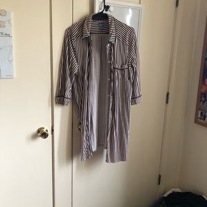 red blue cream mid sleeve button up